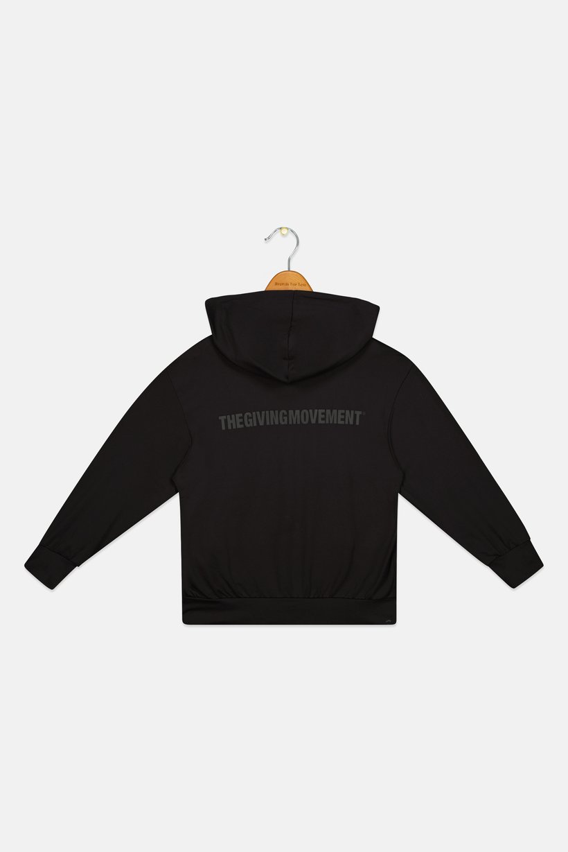 Kids Boy Brand Logo Long Sleeve Hoodie, Black