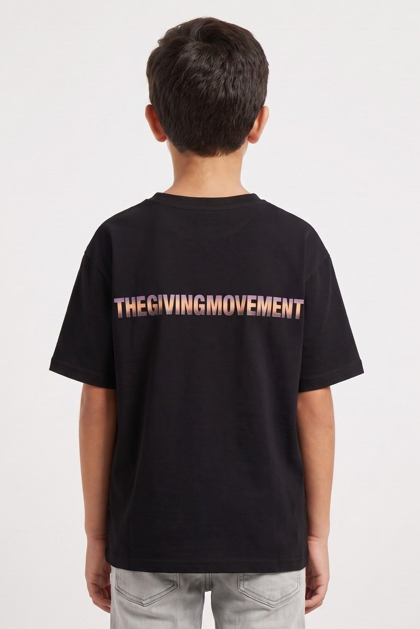 Kids Boy Crew Neck Brand Logo Short Sleeve T-Shirt, Black