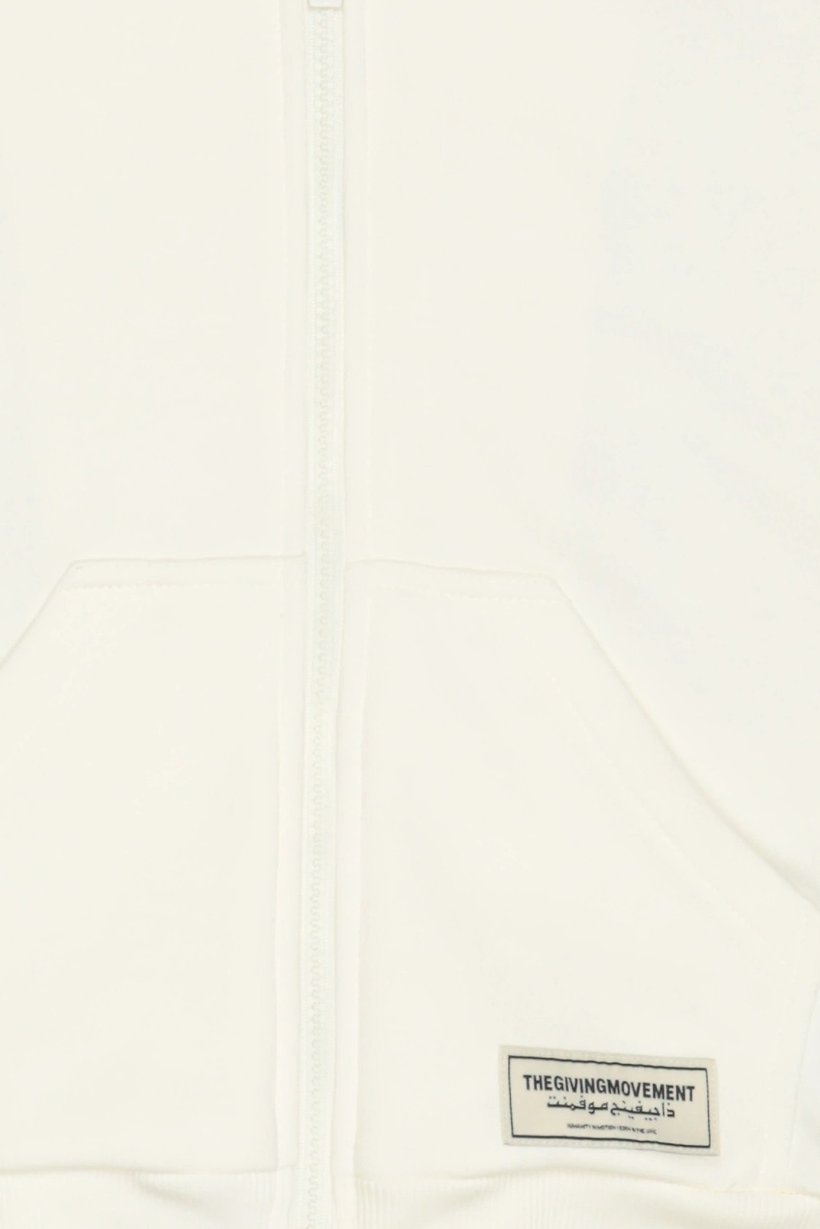 Kids Boy Brand Logo Full Zip Hoodie, Ivory