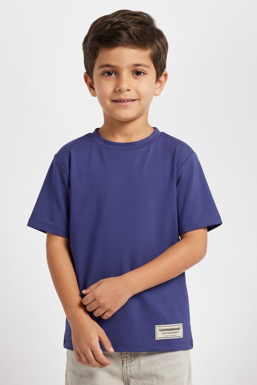 Kids Boy Crew Neck Short Sleeve Brand Logo T-shirt, Purple