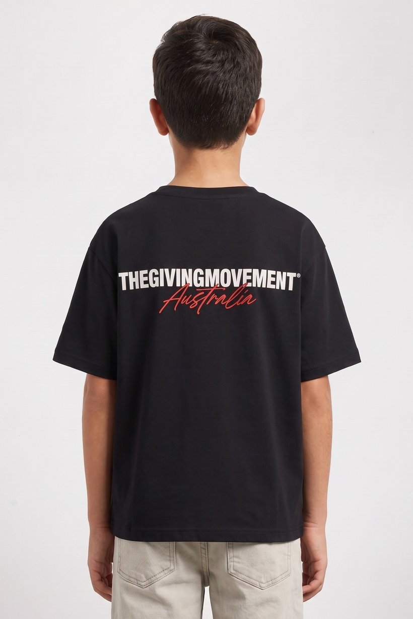 Kids Boy Oversized Brand Logo Short Sleeve T-Shirt, Black