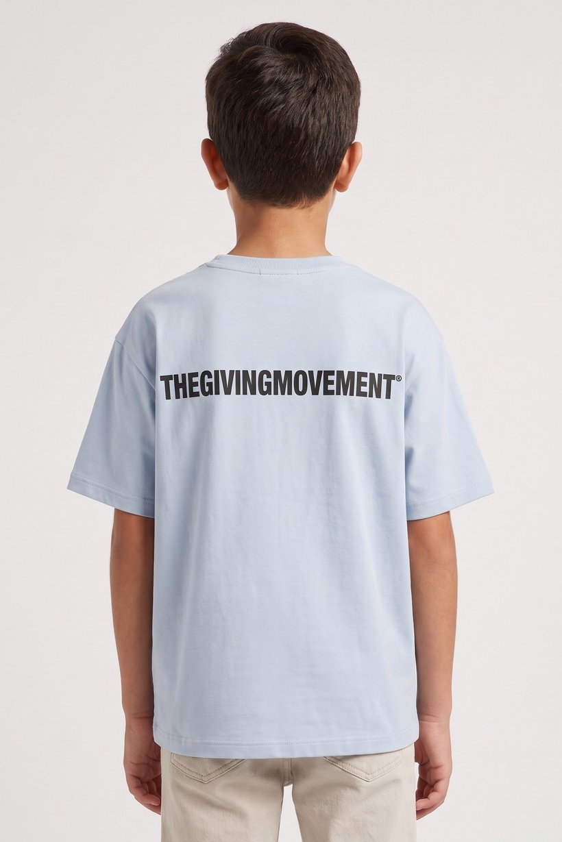 Kids Boy Crew Neck Short Sleeve Brand Logo T-shirt, Light Blue