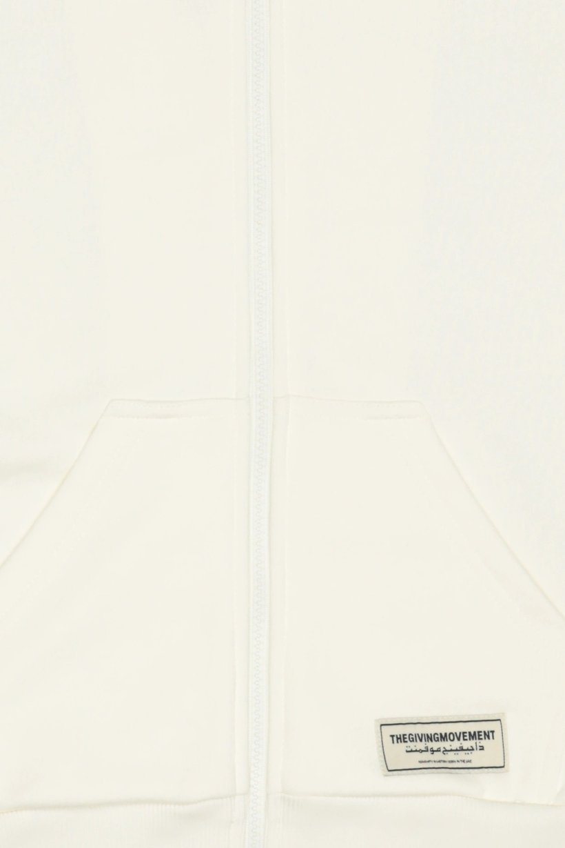 Kids Boy Brand Logo Long Sleeve Full Zip Hoodie, Ivory