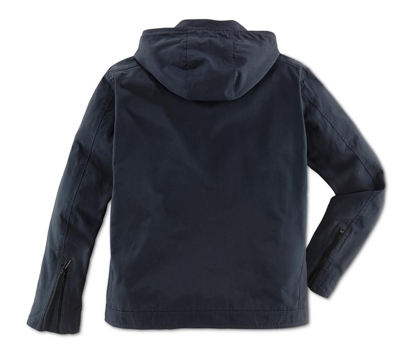 Men Plain Removable Hood Jacket Shirt, Navy Blue